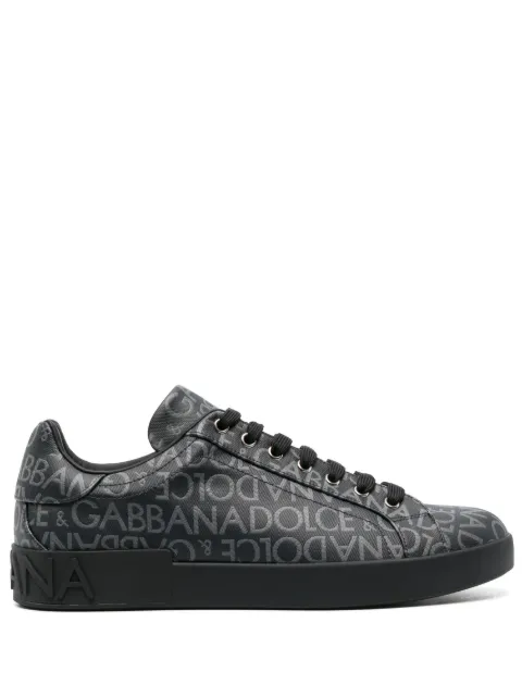 Dolce & Gabbana Portofino coated jacquard sneakers Black CS1772AN237