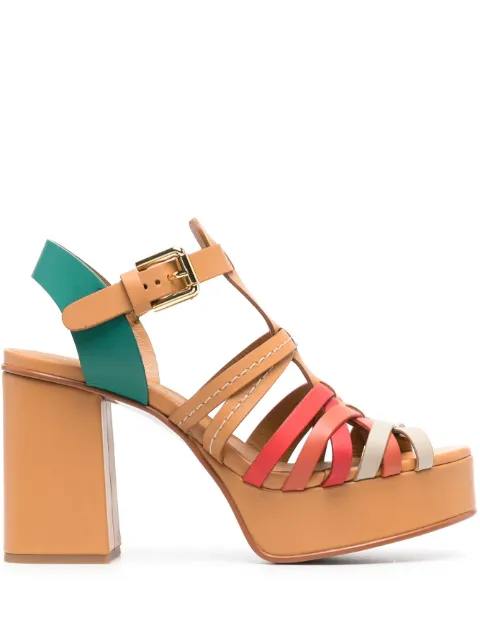 See by Chloé peep-toe 100mm leather sandals Neutrals SB40103A17008