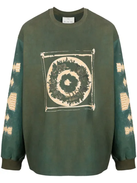 Song For The Mute logo-print long-sleeved sweatshirt Green 231MJP017P23CODYGRN