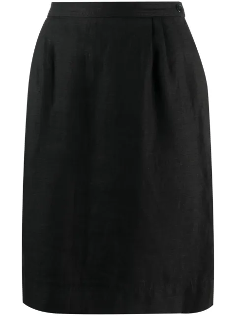 Valentino Garavani Pre-Owned 1980s high-waisted linen pencil skirt Black VAL250MC