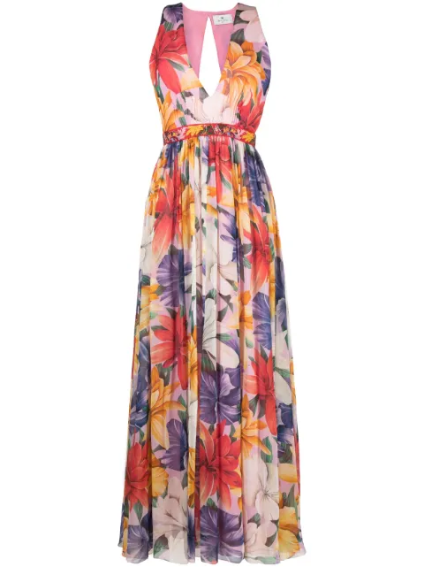 ETRO floral-print silk dress Pink 123514689