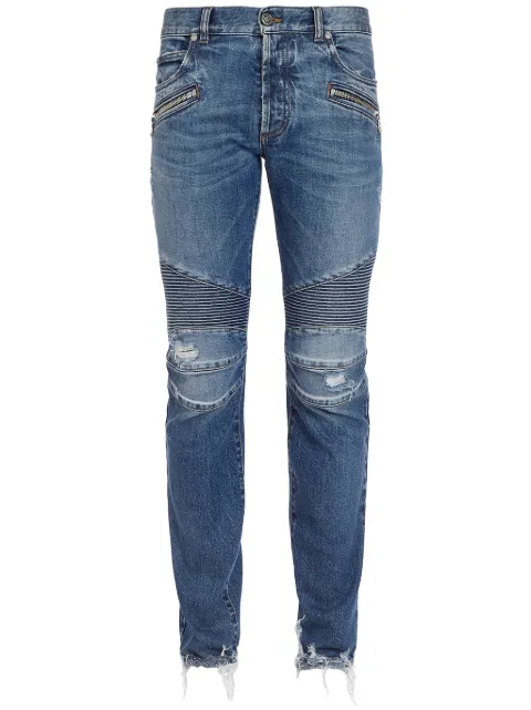 Balmain ripped tapered jeans Blue XH1MH005DB68
