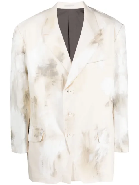 Yohji Yamamoto abstract-print jacket Neutrals HZJ44059