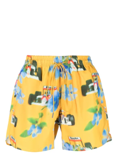 RHUDE graphic-print swimming shorts Yellow RHPS23SH19834196