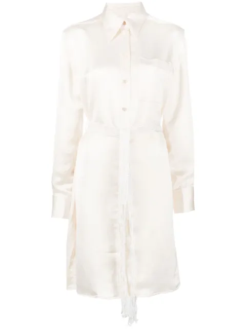 Wales Bonner long-sleeve shirt dress Neutrals WS23DR04PL03100