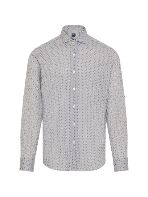 Fedeli geometric-print long-sleeve shirt White 6UE00512C07571
