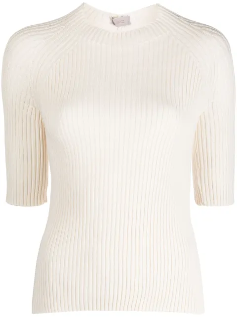 MRZ three-quarter sleeve ribbed knitted top Neutrals 0124