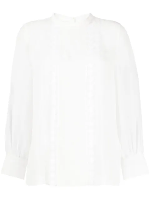SHIATZY CHEN mulberry silk lace-appliqué shirt White 132481