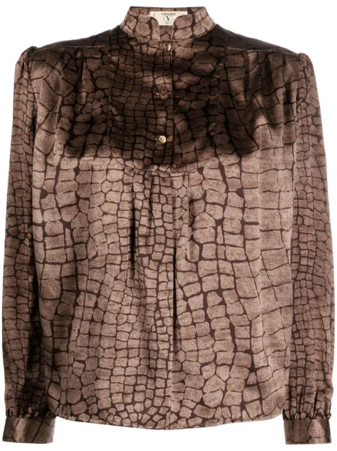 Valentino Garavani Pre-Owned 1980s geometric-print silk blouse Brown VAL480LH