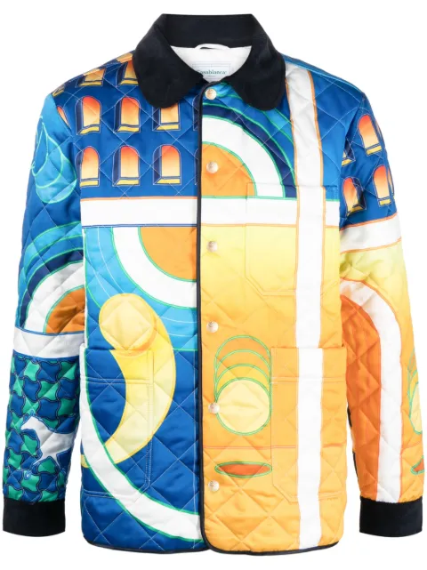 Casablanca Paysage-print quilted jacket Blue MS23JK054
