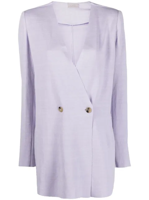 MRZ double-breasted linen coat Purple 0142