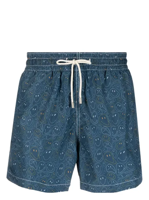 Arrels Barcelona Smiley graphic-print swim shorts Blue SMILEY