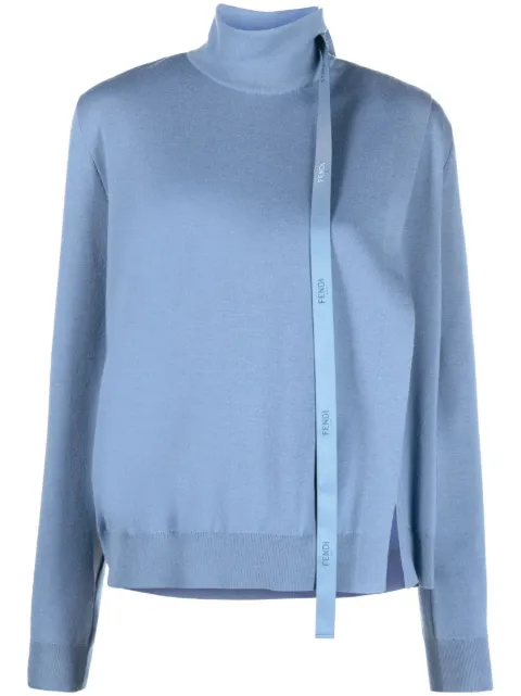 FENDI logo-detail wool sweater Blue FZX972ANJK