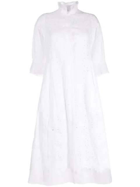 SHIATZY CHEN sheer-lace cotton long coat White 132807
