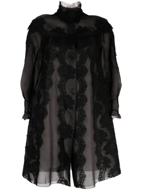 SHIATZY CHEN lace organza single-breasted coat Black 132047