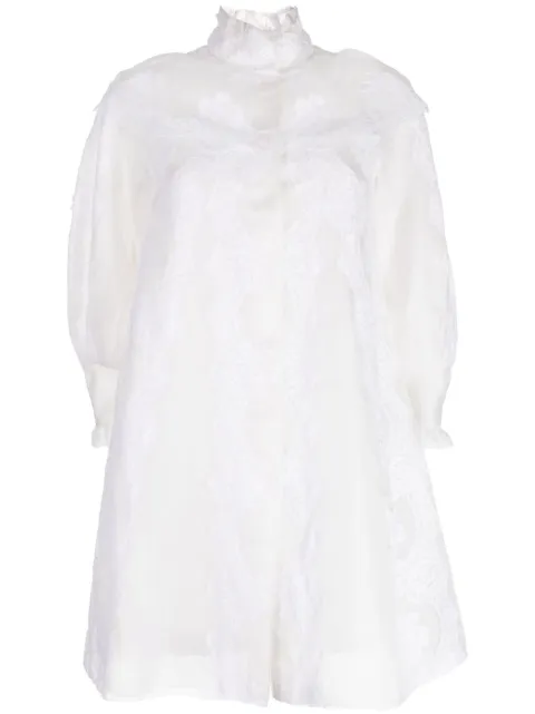 SHIATZY CHEN lace organza single-breasted coat White 132047