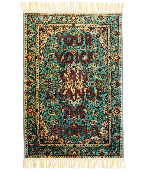 Seletti Burnt Voice mix-print carpet Green 18235