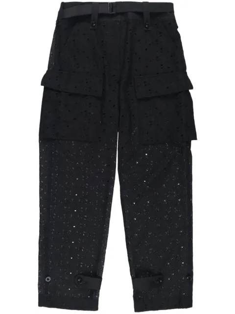 sacai logo-embroidery trousers Black 2306554