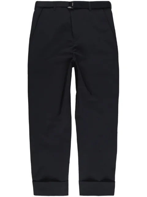 sacai cropped belted turn-up trousers Black 2303054M