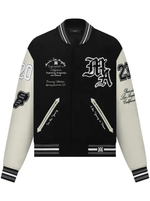 AMIRI logo patch varsity bomber jacket Black SS23MOS026001