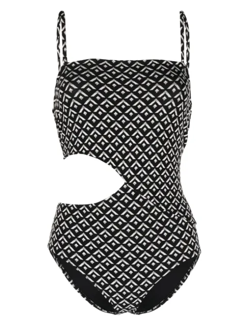 Solid & Striped The Cameron geometric-pattern swimsuit Black RE23035GLJ