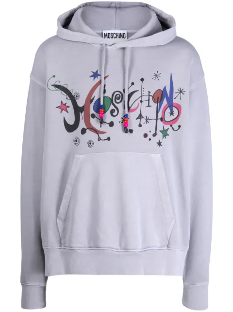 Moschino logo-print cotton hoodie Grey A17202026