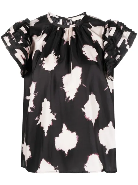 Ulla Johnson splotch-print silk blouse Black SP230217