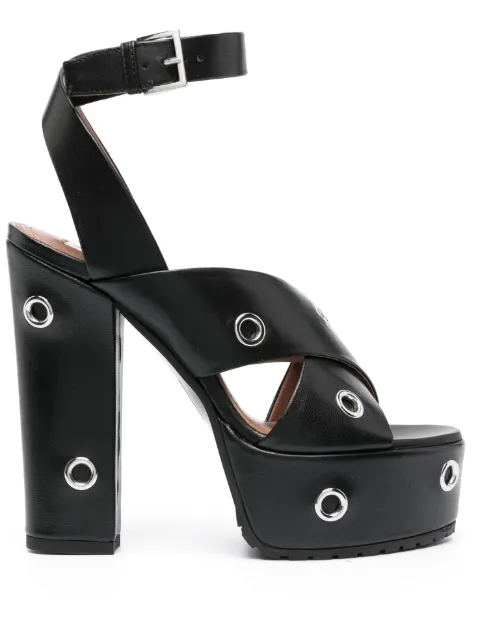 Alaïa 145mm eyelets leather sandals Black AA3S070CK181