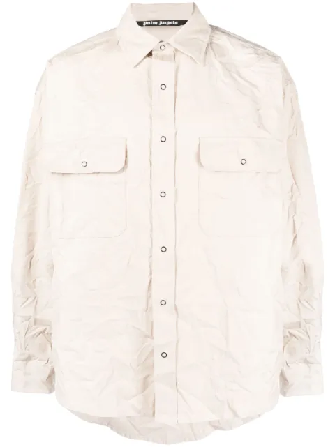 Palm Angels logo-print long-sleeve shirt Neutrals PMES004S23FAB0016110