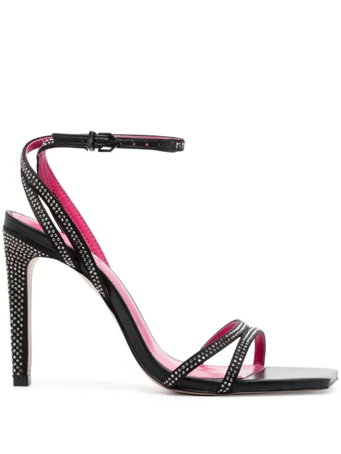 Schutz 105mm leather crystal-embellished sandals Black S2140400130001