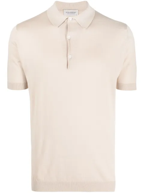 John Smedley ribbed-knit cotton polo shirt Neutrals ADRIAN