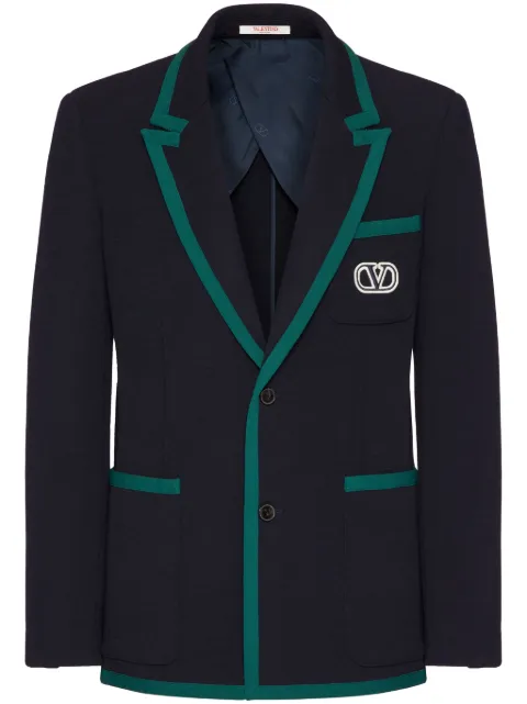 Valentino Garavani VLogo Signature single-breasted blazer Blue VCEE559HL