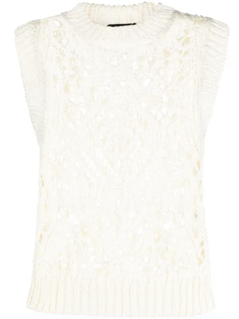 TOM FORD open-knit sleeveless silk top White TSK294YAX563