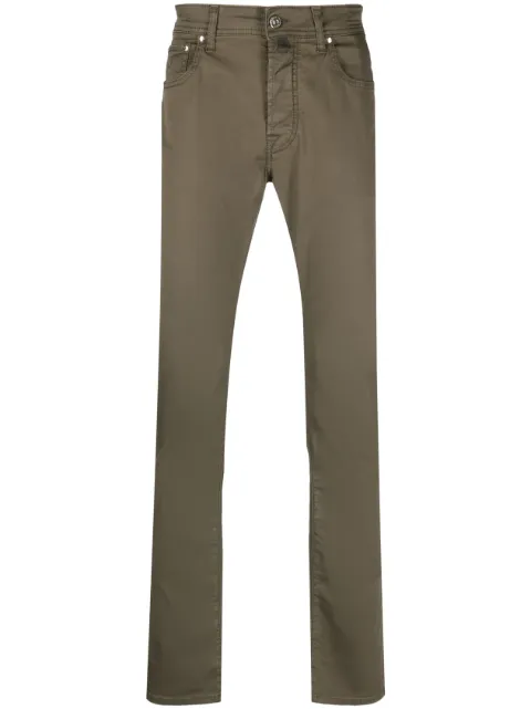 Jacob Cohën contrast-pocket tapered-leg trousers Green UQE0436S3756