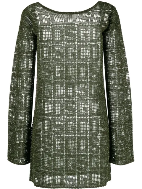 GCDS monogram-knit minidress Green SS23W670919