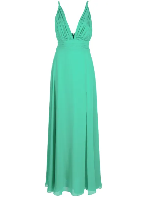 Blanca Vita V-neck pleated gown Green ADIANTUM