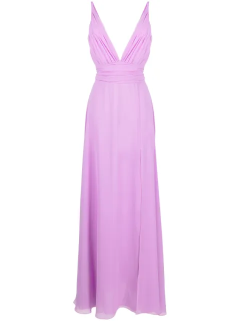 Blanca Vita V-neck pleated gown Purple ADIANTUM