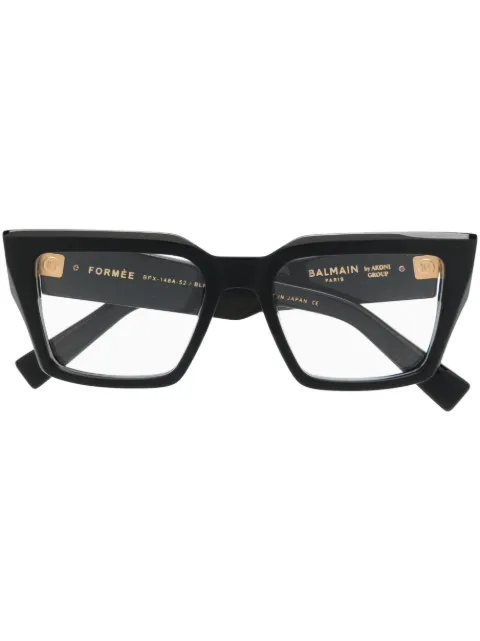 Balmain Eyewear oversize-frame logo-plaque glasses Black BPX148