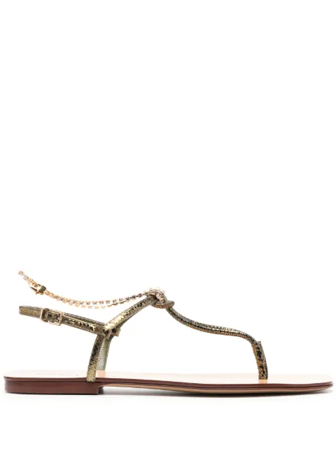 MARIA LUCA chain-link slip-on leather sandals Brown 660DL40072A17021