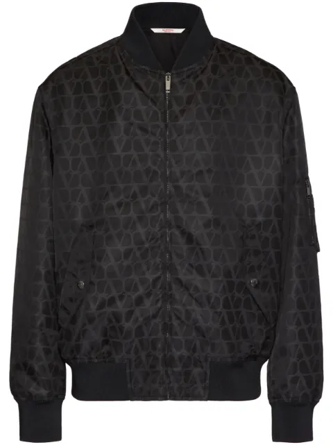 Valentino Garavani nylon bomber jacket with toile iconographe print Black VCIF159HM