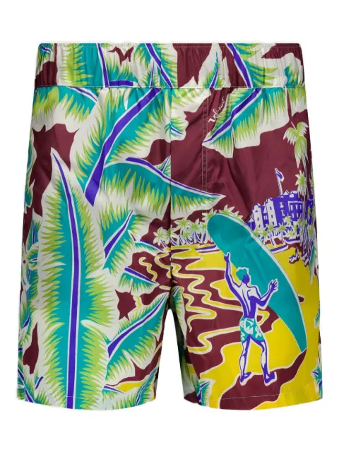 Valentino Garavani Nylon swimsuit with surf rider print Green VUH0289KR