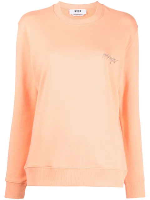 MSGM logo-embroidery cotton sweatshirt Orange 3441MDM54323700010
