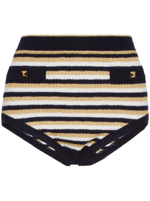 Valentino Garavani striped lurex mini shorts Blue BKW01D82L