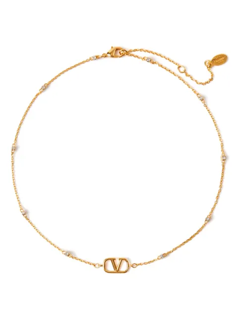 Valentino Garavani mini Vlogo Signature necklace in metal and swarovski crystals Gold WJ0T54YCW