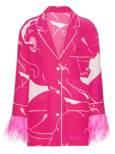 Valentino Garavani Panther crepe-de-chine blouse Pink BAB4K6819