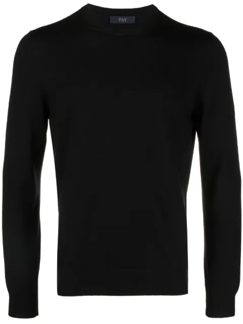 Fay round-neck virgin-wool sweater Black NMMC1472420CQT