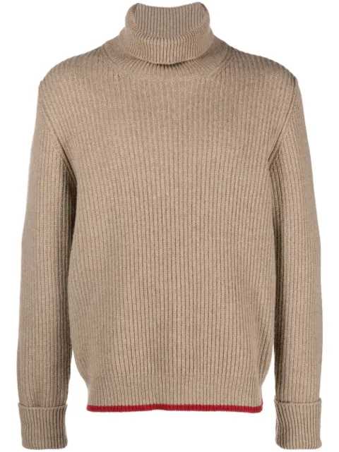 Fay ribbed-knit roll-neck sweatshirt Brown MMMC1472760VKB