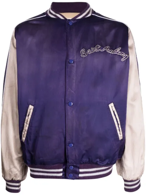 SAINT MXXXXXX logo-embroidered bomber jacket Purple SMA220000064