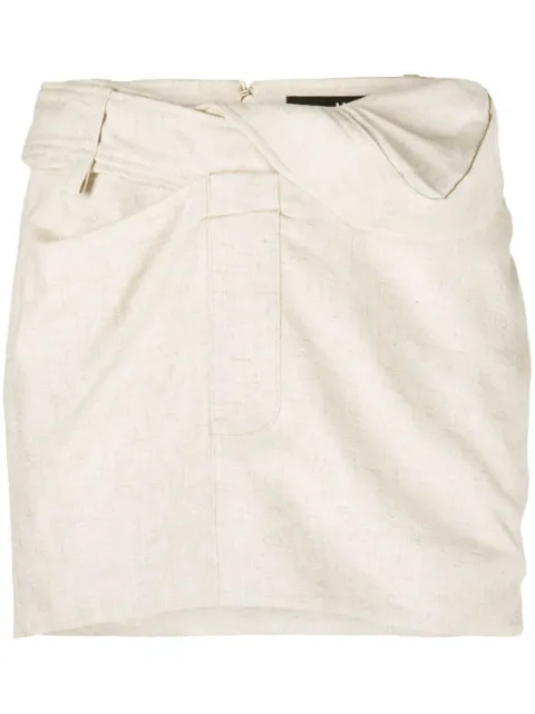 Jacquemus Bahia twist-detail miniskirt Neutrals 233SK0361358130
