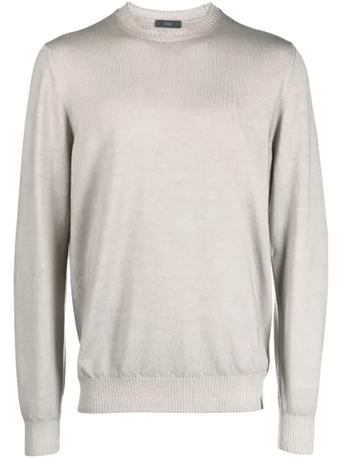 Fay logo-tag crew-neck jumper Grey NMMC147249TCQR